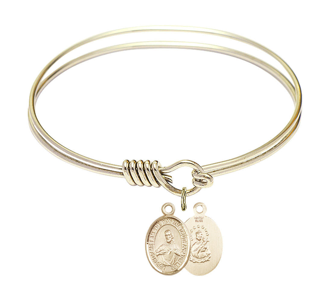 Scapular Round Eye Hook Bangle Bracelet - Gold-Filled Charm - 6.25 Inch 9098GF