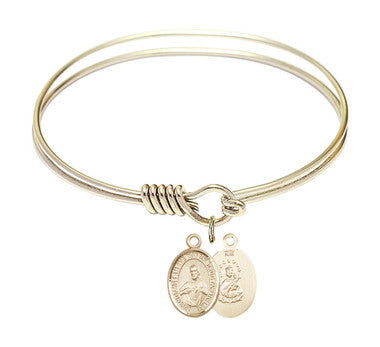 Scapular Round Eye Hook Bangle Bracelet - Gold-Filled Charm - 6.25 Inch  (9098GF)