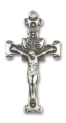 Scroll Ends Crucifix Pendant - Sterling Silver 1 3/4 x 7/8 0479SS
