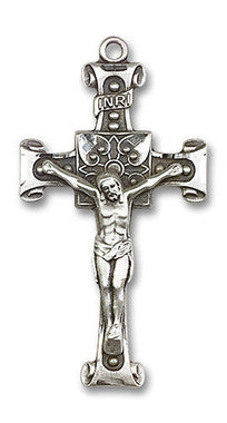 Scroll Ends Crucifix Pendant - Sterling Silver 1 3/4" x 7/8" (0479SS)