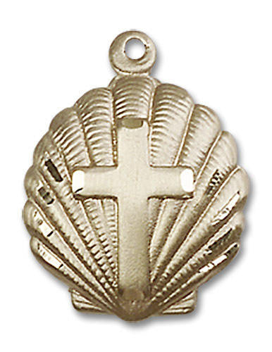 Shell Cross Pendant - 14kt Gold 3/4 x 5/8 1252