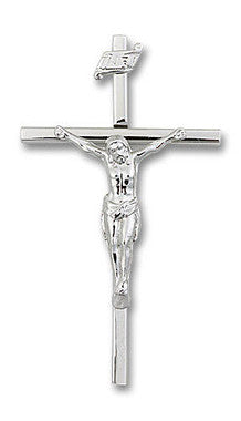 Simple Crucifix Pendant - Sterling Silver 1 7/8" x 1" (0029SS)