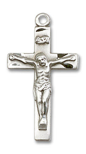 Simple Crucifix Pendant - Sterling Silver 7/8 x 1/2 0001SS