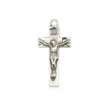 Simple Crucifix Pendant - Sterling Silver 7/8" x 3/8" (0006SS)