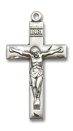 Simple Large Crucifix Pendant - Sterling Silver 1 1/8 x 5/8 2185SS