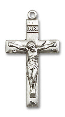 Simple Large Crucifix Pendant - Sterling Silver 1 1/8" x 5/8" (2185SS)