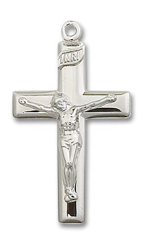 Simple Large Crucifix Pendant - Sterling Silver 1 1/8 x 5/8 2191SS