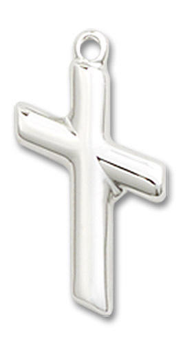 Slanted Cross Pendant - Sterling Silver 5/8 x 1/4 4261SS