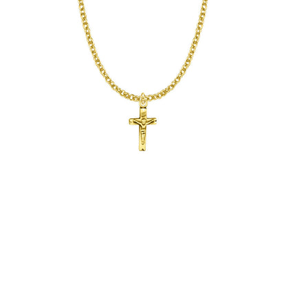 Small Crucifix Necklace - 14K Gold-Filled Pendant On 16 Gold-Plated Chain SX1391GH