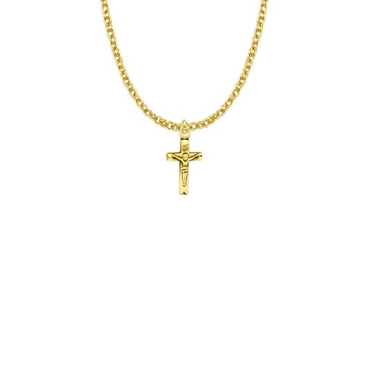 Small Crucifix Necklace - 14K Gold-Filled Pendant On 16 Gold-Plated Chain SX1391GH