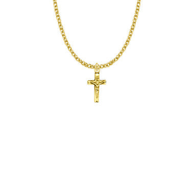 Small Crucifix Necklace - 14K Gold-Filled Pendant On 16" Gold-Plated Chain (SX1391GH)