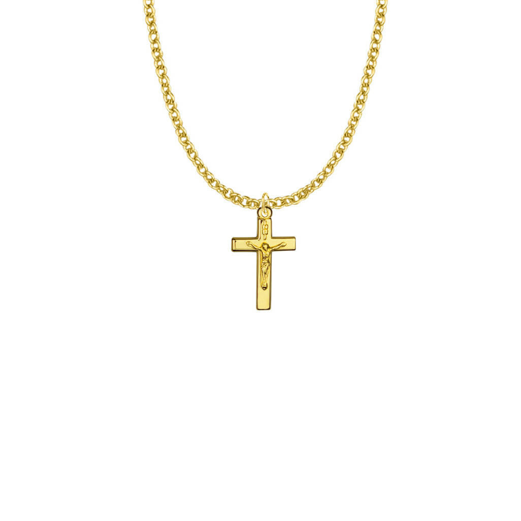Small Crucifix Necklace - 14k Gold-Filled Pendant On 18 Gold-Plated Chain SX1284GH