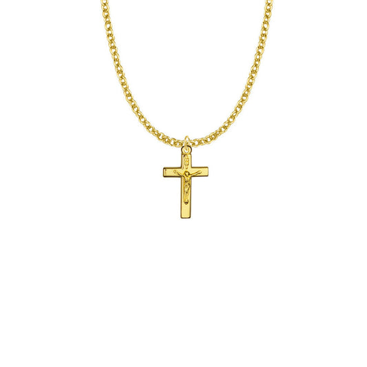 Small Crucifix Necklace - 14k Gold-Filled Pendant On 18 Gold-Plated Chain SX1284GH