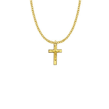 Small Crucifix Necklace - 14k Gold-Filled Pendant On 18" Gold-Plated Chain (SX1284GH)