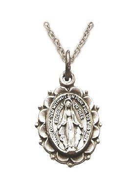 Small Filagree Miraculous Necklace - Sterling Silver On 18 Stainless Chain SM8551SH