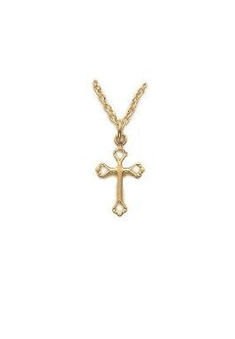 Small Open Heart Cross Necklace - Gold-Filled Pendant on 18" Gold-Plated Chain (SX7815GH)
