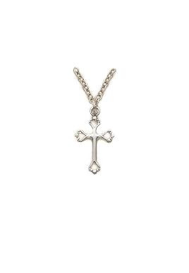 Small Open Heart Cross Necklace - Sterling Silver Pendant on 18 Stainless Chain SX7815SH