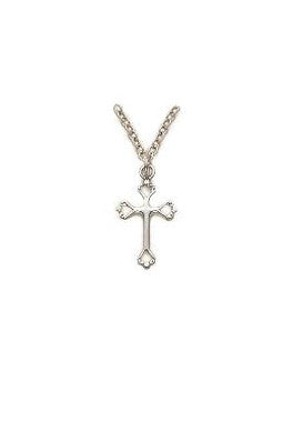 Small Open Heart Cross Necklace - Sterling Silver Pendant on 18" Stainless Chain (SX7815SH)