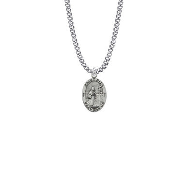 Small St. Rita Necklace - Sterling Silver Medal On 18" Stainless Chain (SM8856SH)