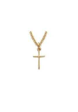 Small Stick Cross Necklace - Gold-Filled Pendant on 16 Gold-Plated Chain SX1276GH