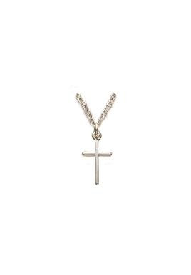 Small Stick Cross Necklace - Sterling Silver Pendant on 16
