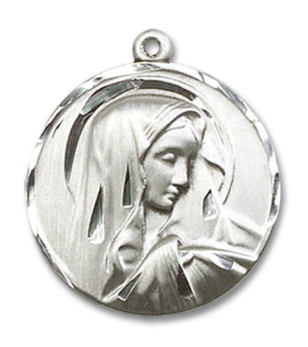 Sorrowful Mother Medal - Sterling Silver 5/8 x 5/8 Round Pendant 4249SS