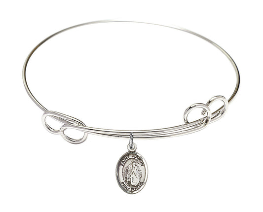 St Aaron Double Loop Bangle Bracelet - Sterling Silver Charm 9254SS