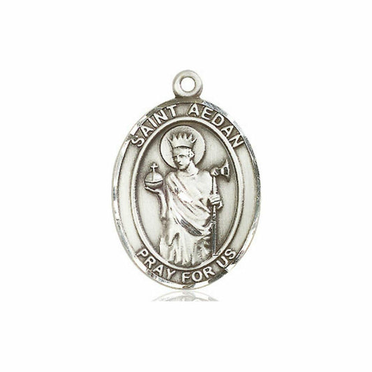 St Aedan Medal - Sterling Silver Oval Pendant 3 Sizes