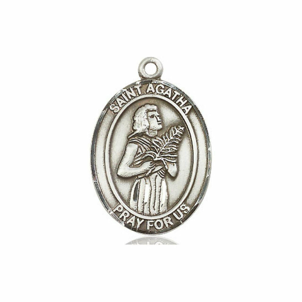 St Agatha Medal - Sterling Silver Oval Pendant 3 Sizes