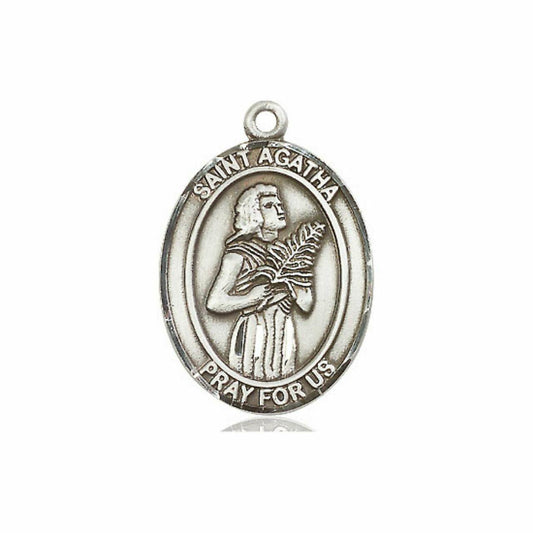 St Agatha Medal - Sterling Silver Oval Pendant 3 Sizes