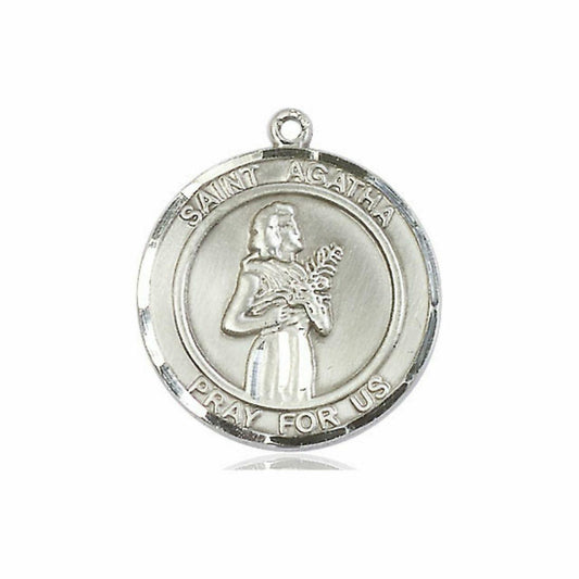 St Agatha Medal - Sterling Silver Round Pendant 2 Sizes