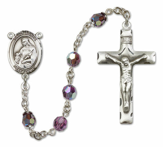 St Agnes of Rome Sterling Silver Rosary - 16 Color Options 8128/0644