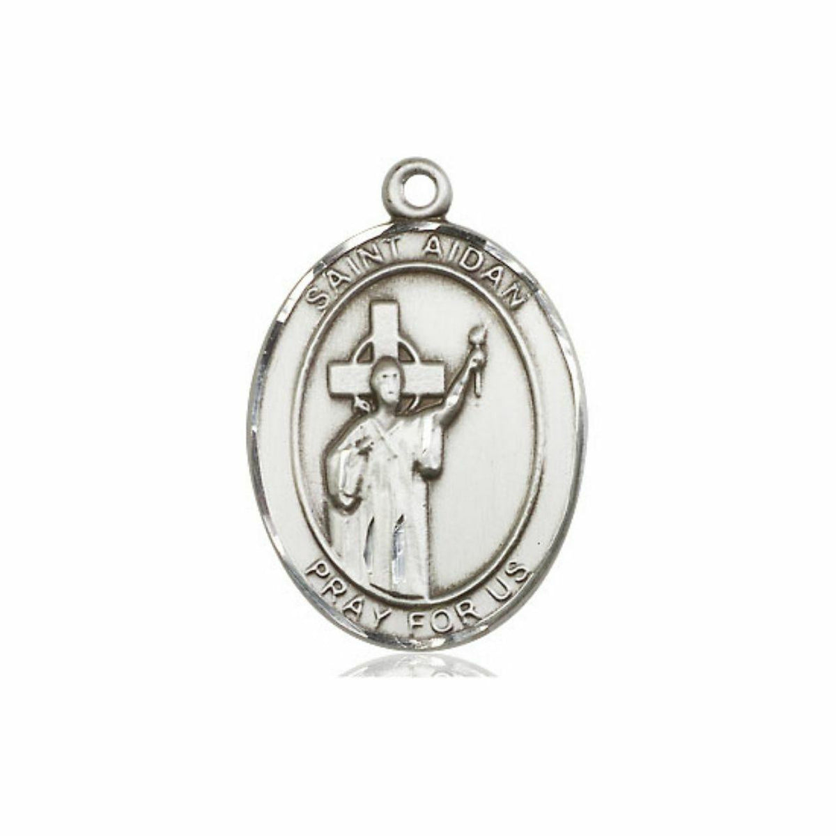 St Aidan Medal - Sterling Silver Oval Pendant 3 Sizes