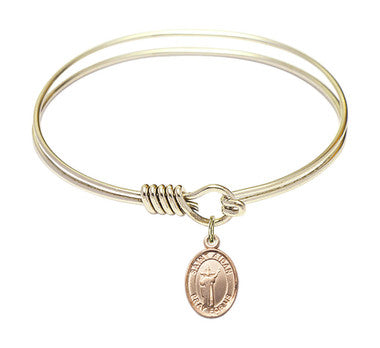 St. Aidan of Lindesfarne Round Eye Hook Bangle Bracelet - Gold-Filled Charm - 6.25 Inch (9381GF)