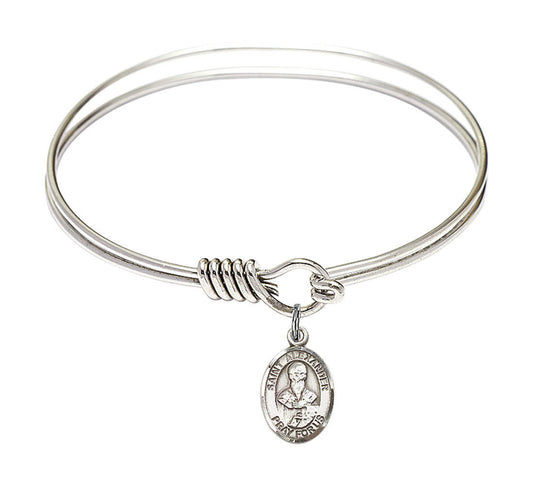 St Alexander Sauli Round Eye Hook Bangle Bracelet - Sterling Silver Charm - 6.25 Inch 9012SS