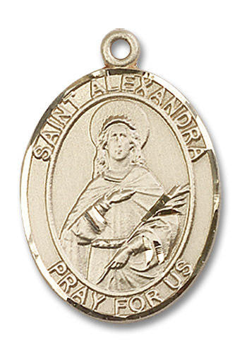 St Alexandra Medal - 14kt Gold Oval Pendant 3 Sizes