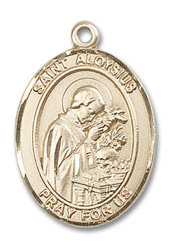 St Aloysius Medal - 14kt Gold Oval Pendant 3 Sizes