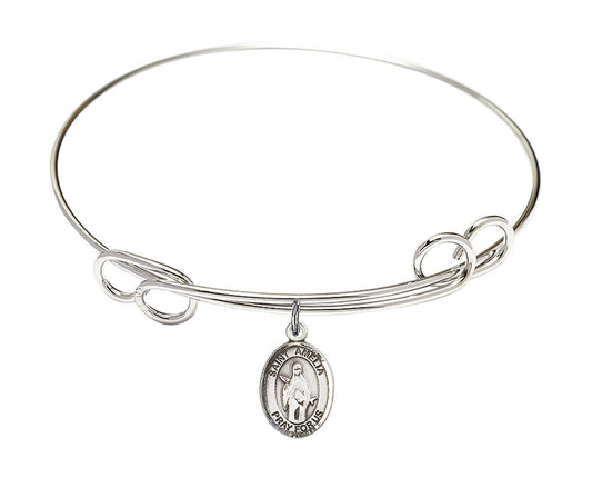 St Amelia Double Loop Bangle Bracelet - Sterling Silver Charm 9313SS