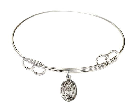 St Anastasia Double Loop Bangle Bracelet - Sterling Silver Charm 9213SS