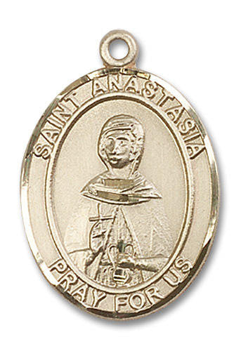 St Anastasia Medal - 14kt Gold Oval Pendant 3 Sizes