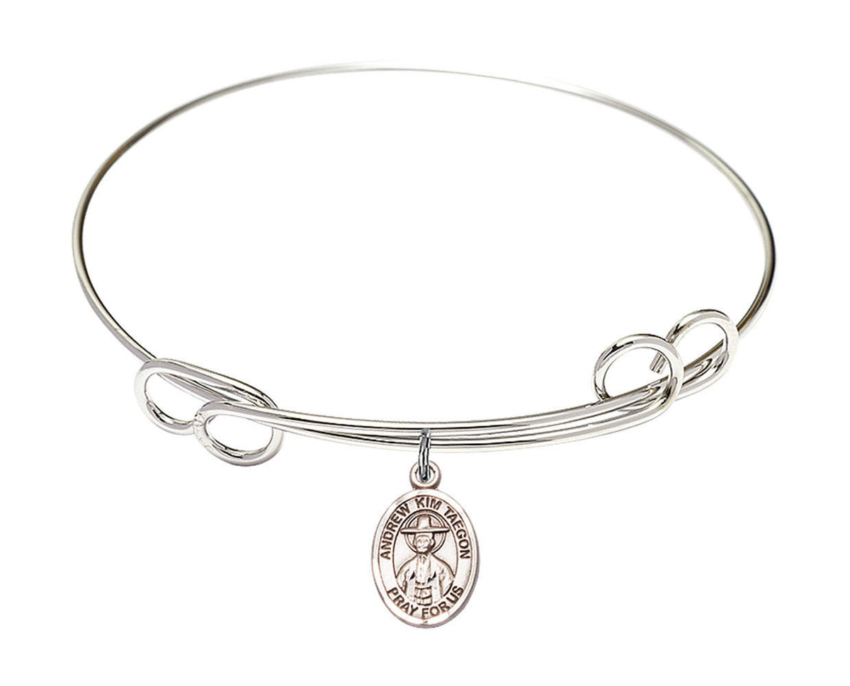 St Andrew Kim Taegon Double Loop Bangle Bracelet - Sterling Silver Charm 9373SS