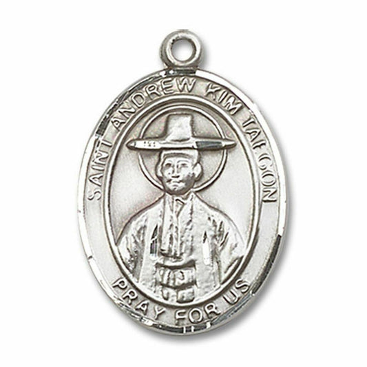 St Andrew Kim Taegon Medal - Sterling Silver Oval Pendant 3 Sizes