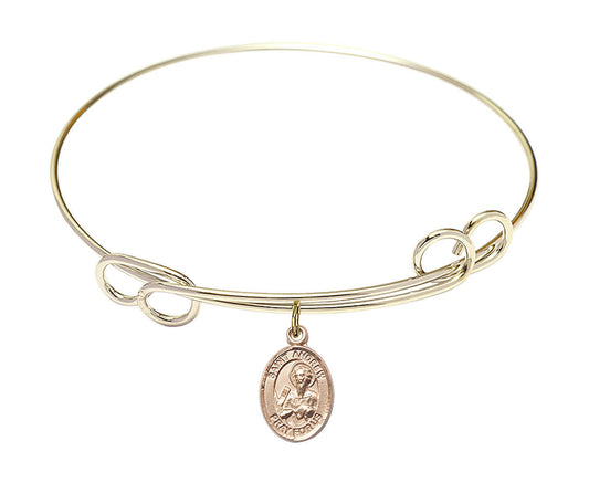St Andrew The Apostle Double Loop Bangle Bracelet - Gold-Filled Charm