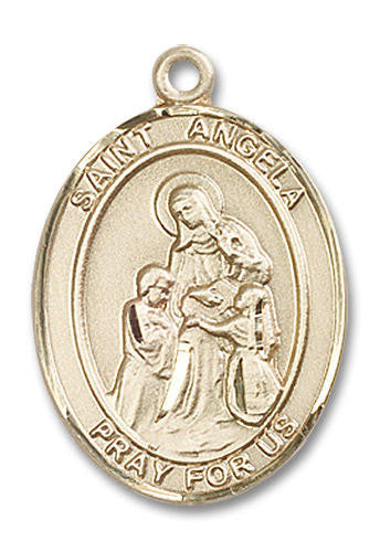 St Angela Medal - 14kt Gold Oval Pendant 3 Sizes