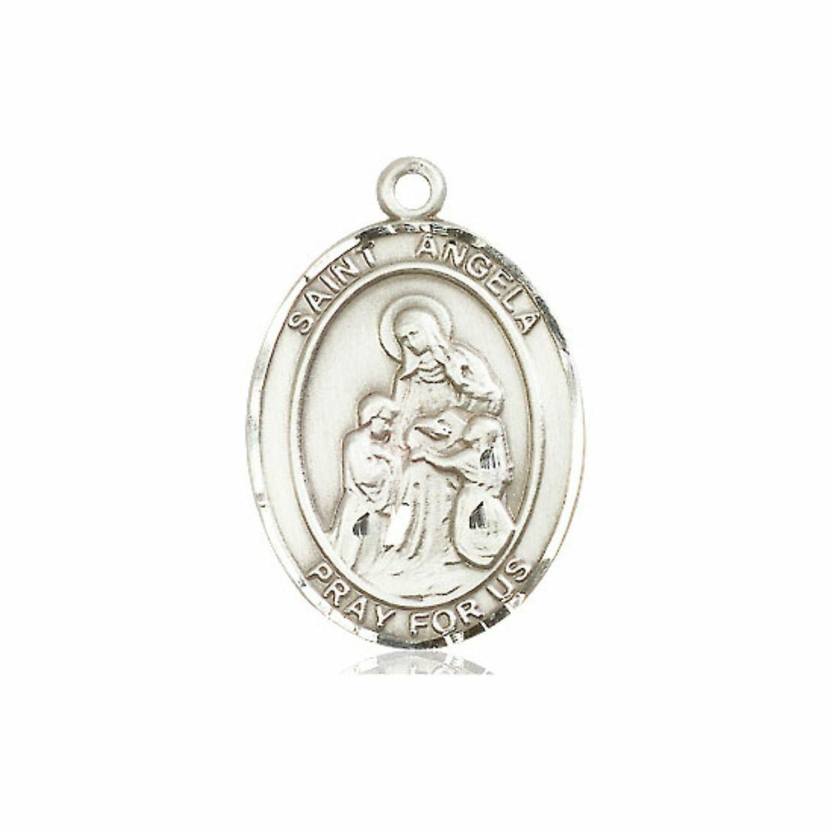 St Angela Medal - Sterling Silver Oval Pendant 3 Sizes