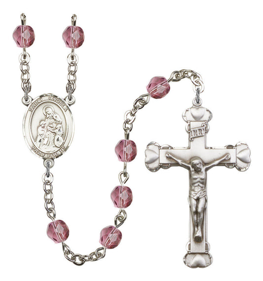 St Angela Merici Rosary - 6MM Fire Polished Beads 8284SS