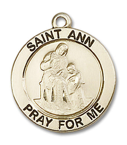 St Ann Medal - 14kt Gold 3/4 x 3/4 Round Pendant 4050