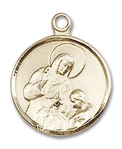 St Ann Medal - 14kt Gold 5/8 x 1/2 Round Pendant 0601A