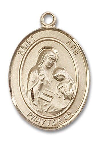 St Ann Medal - 14kt Gold Oval Pendant 3 Sizes