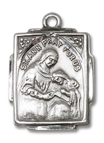 St Ann Medal - Sterling Silver 3/4 x 1/2 Rectangular Pendant 0804ASS
